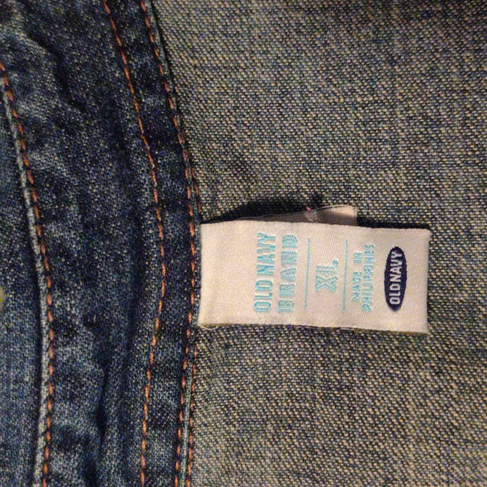 Old Navy Vintage Jean Blouse 100% Cotton 3/4 Sleeve Snap Buttons - Picture 5 of 6